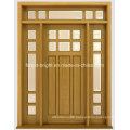 Mahogany Solid Wood Door with Glass Side-Lite and Transom